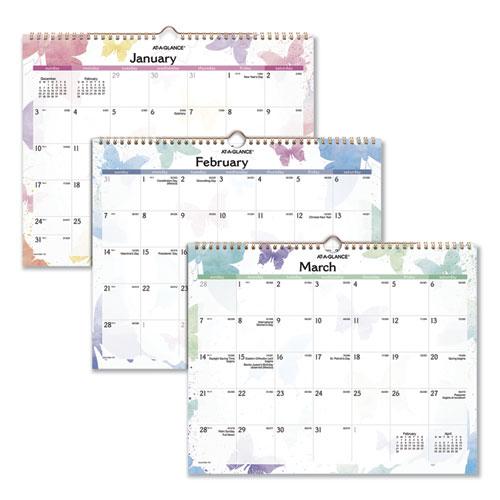 Watercolors Recycled Monthly Wall Calendar, Watercolors Artwork, 15 x 12, White/Multicolor Sheets, 12-Month (Jan-Dec): 2024. Picture 2