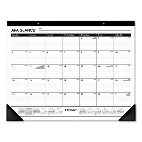 Academic Year Ruled Desk Pad, 21.75 x 17, White Sheets, Black Binding, Black Corners, 16-Month (Sept to Dec): 2024 to 2025. Picture 1