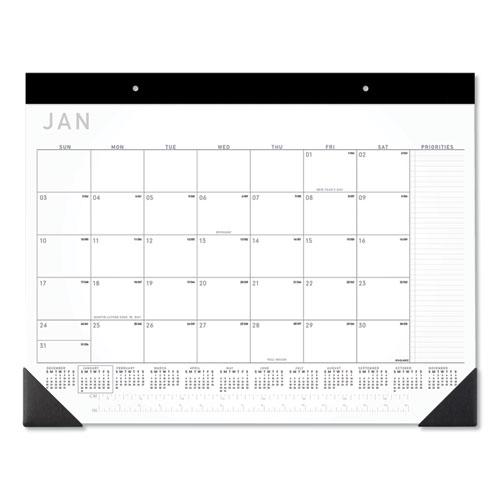Contemporary Monthly Desk Pad, 22 x 17, White Sheets, Black Binding/Corners,12-Month (Jan to Dec): 2022. Picture 1