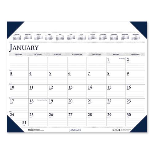 Executive Monthly Desk Pad Calendar, 24 x 19, White/Blue Sheets, Blue Corners, 12-Month (Jan to Dec): 2024. Picture 1