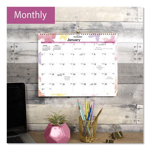 Watercolors Recycled Monthly Wall Calendar, Watercolors Artwork, 15 x 12, White/Multicolor Sheets, 12-Month (Jan-Dec): 2024. Picture 3
