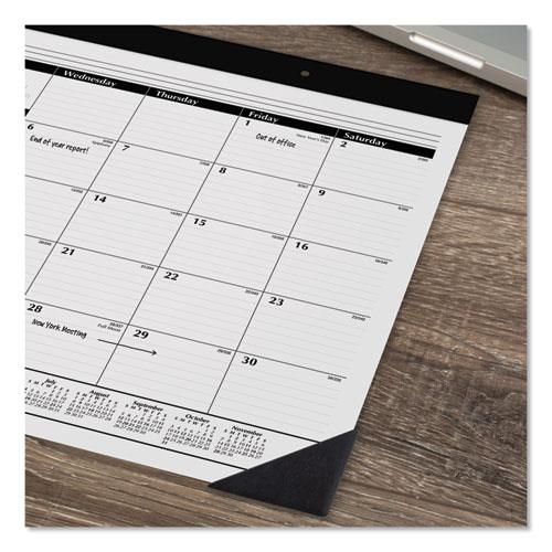 Monthly Refillable Desk Pad, 22 x 17, White Sheets, Black Binding, Black Corners, 12-Month (Jan to Dec): 2024. Picture 3