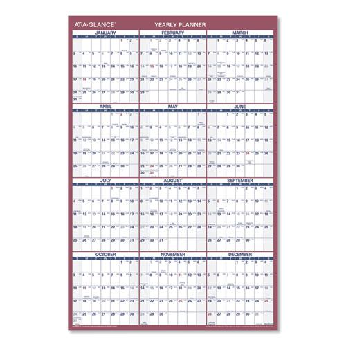 Vertical/Horizontal Wall Calendar, 24 x 36, White/Blue/Red Sheets, 12-Month (Jan to Dec): 2024. Picture 2