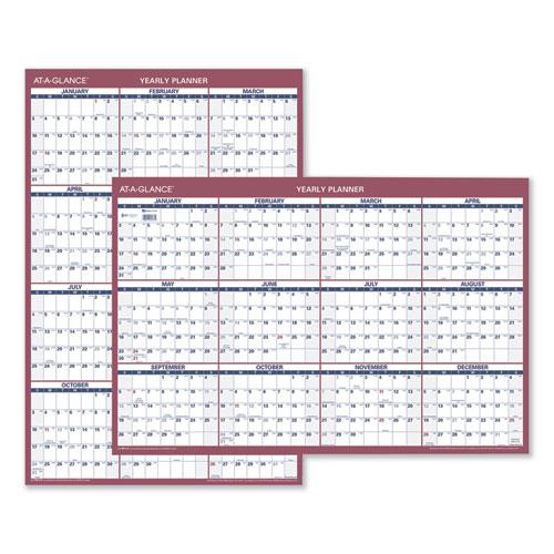 Vertical/Horizontal Wall Calendar, 24 x 36, White/Blue/Red Sheets, 12-Month (Jan to Dec): 2024. Picture 1