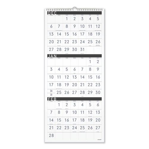 Three-Month Reference Wall Calendar, Contemporary Artwork/Formatting, 12 x 27, White Sheets, 15-Month (Dec-Feb): 2023 to 2025. Picture 1