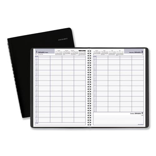 DayMinder Four-Person Group Daily Appointment Book, 11 x 8, Black Cover, 12-Month (Jan to Dec): 2024. Picture 1