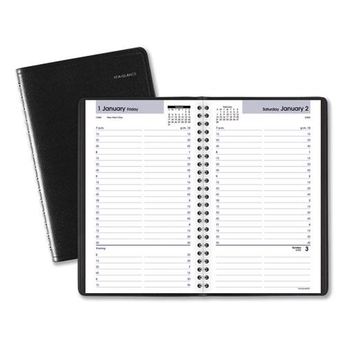 DayMinder Daily Appointment Book, 8.5 x 5.5, Black Cover, 12-Month (Jan to Dec): 2024. Picture 1