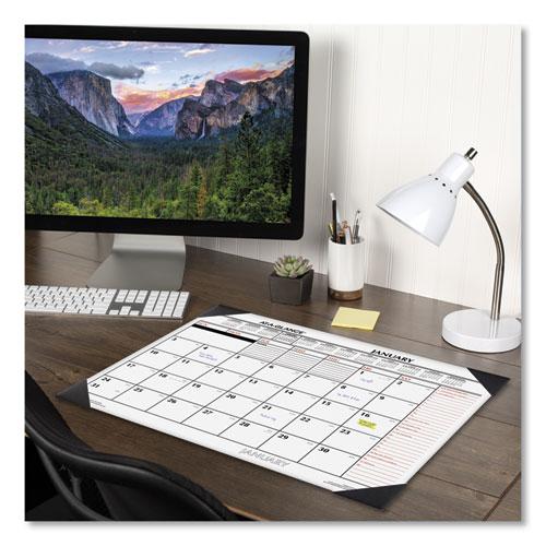 Two-Color Monthly Desk Pad Calendar, 22 x 17, White Sheets, Black Corners, 12-Month (Jan to Dec): 2024. Picture 3