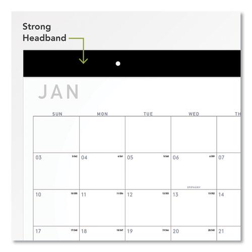 Contemporary Monthly Desk Pad, 22 x 17, White Sheets, Black Binding/Corners,12-Month (Jan to Dec): 2022. Picture 3