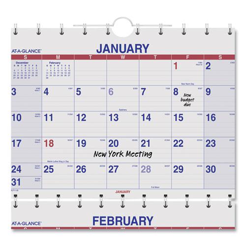 Move-A-Page Three-Month Wall Calendar, 12 x 27, White/Red/Blue Sheets, 15-Month (Dec to Feb): 2023 to 2025. Picture 3