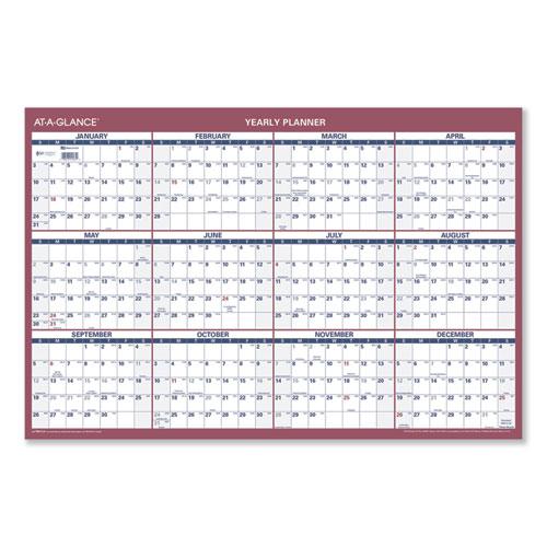 Vertical/Horizontal Wall Calendar, 24 x 36, White/Blue/Red Sheets, 12-Month (Jan to Dec): 2024. Picture 3