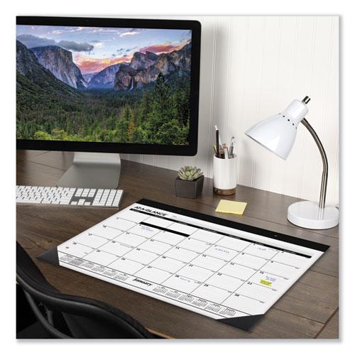 Monthly Refillable Desk Pad, 22 x 17, White Sheets, Black Binding, Black Corners, 12-Month (Jan to Dec): 2024. Picture 4