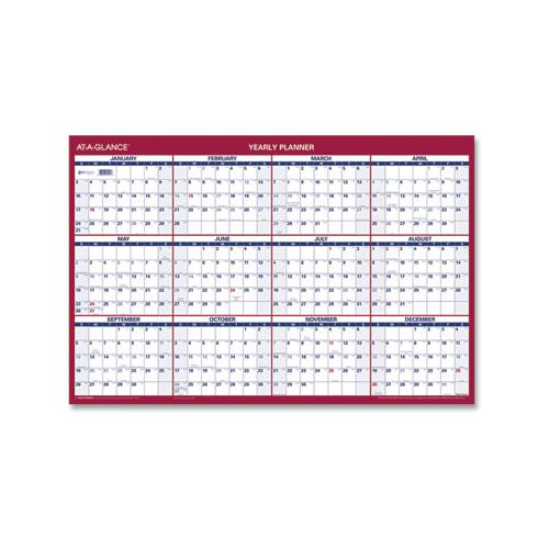 Erasable Vertical/Horizontal Wall Planner, 24 x 36, White/Blue/Red Sheets, 12-Month (Jan to Dec): 2024. Picture 3