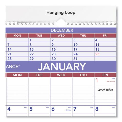 Three-Month Wall Calendar, 15.5 x 22.75, White Sheets, 12-Month (Jan to Dec): 2024. Picture 3