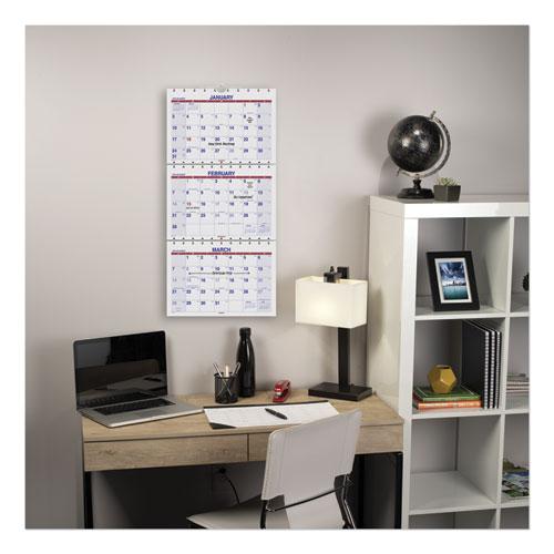 Move-A-Page Three-Month Wall Calendar, 12 x 27, White/Red/Blue Sheets, 15-Month (Dec to Feb): 2023 to 2025. Picture 4