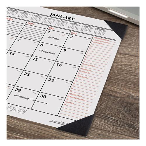 Two-Color Monthly Desk Pad Calendar, 22 x 17, White Sheets, Black Corners, 12-Month (Jan to Dec): 2024. Picture 2