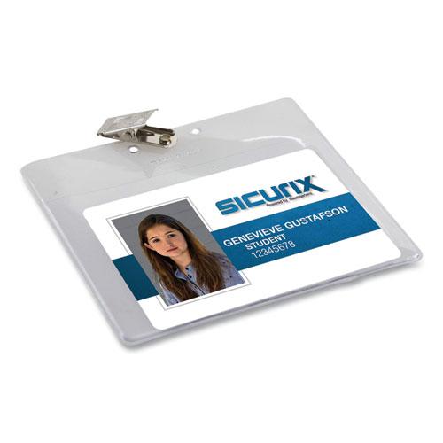 SICURIX Badge Holder, Horizontal, 3 x 4, Clear, 50/Pack. Picture 1
