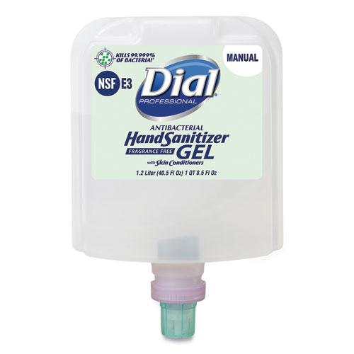 Antibacterial Gel Hand Sanitizer Refill for Dial 1700 Dispenser, 1.2 L Refill, Fragrance-Free, 3/Carton. Picture 1