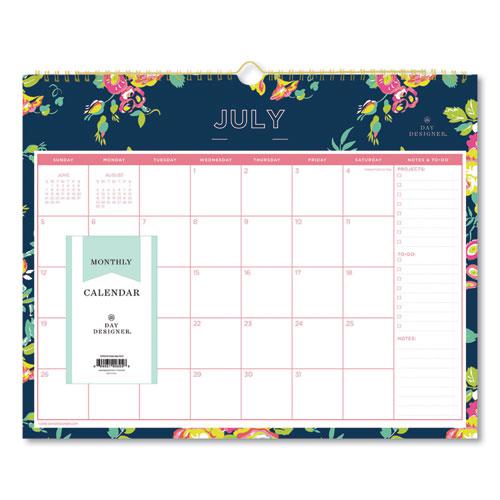 Day Designer Peyton Academic Wall Calendar, Floral Artwork, 15 x 12, White/Navy Sheets, 12-Month (July to June): 2024 to 2025. Picture 1