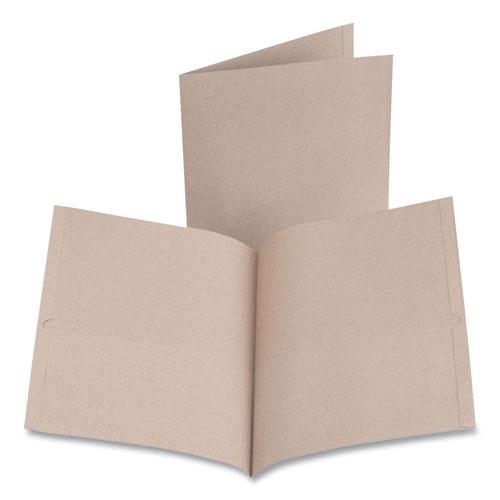 Earthwise by Oxford 100% Recycled Paper Twin-Pocket Portfolio, 100 Sheet Capacity, 11 x 8.5, Natural, 10/Pack. Picture 1