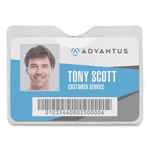 Security ID Badge Holders with Clip, Horizontal, Clear 3.5" x 3" Holder, 3.5" x 3" Insert, 50/Box. The main picture.