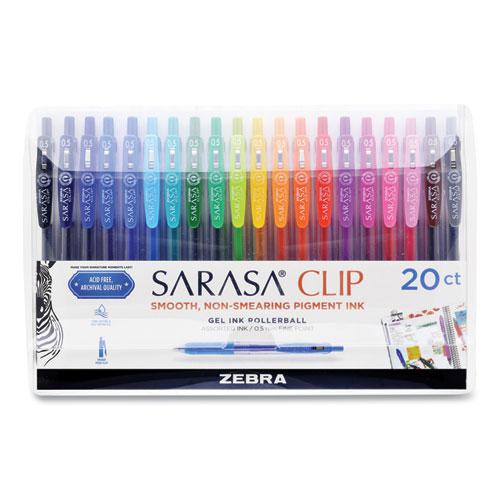 Sarasa Clip Gel Pen, Retractable, Fine 0.5 mm, Assorted Ink and Barrel Colors, 20/Pack. Picture 1