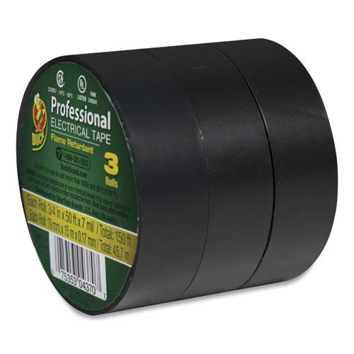 Pro Electrical Tape, 1" Core, 0.75" x 50 ft, Black, 3/Pack. Picture 1