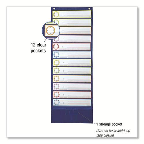 Deluxe Scheduling Pocket Chart, 13 Pockets, 13 x 36, Blue. Picture 3