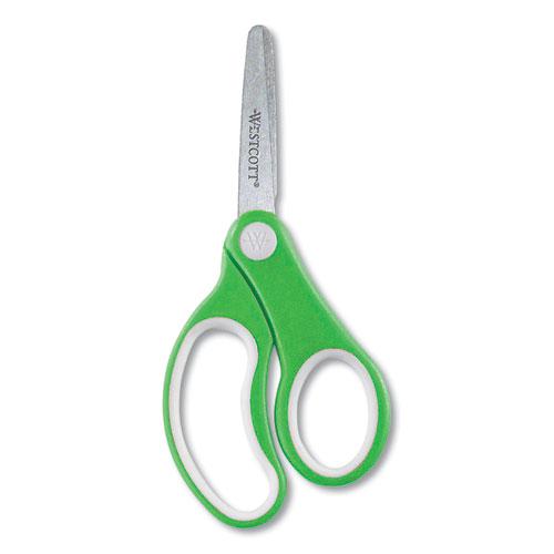 Soft Handle Kids Scissors, Rounded Tip, 5" Long, 1.75" Cut Length, Assorted Straight Handles, 12/Pack. Picture 3