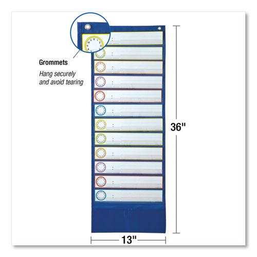 Deluxe Scheduling Pocket Chart, 13 Pockets, 13 x 36, Blue. Picture 2