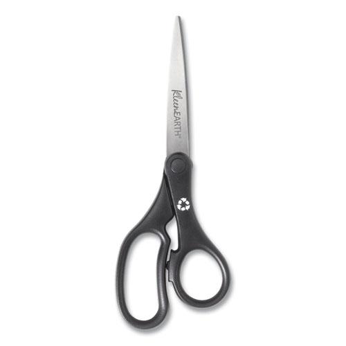 KleenEarth Basic Plastic Handle Scissors, 8" Long, 3.25" Cut Length, Black Straight Handle. Picture 2