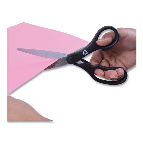 KleenEarth Basic Plastic Handle Scissors, 8" Long, 3.25" Cut Length, Black Straight Handle. Picture 5