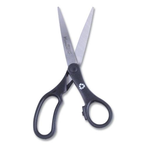 KleenEarth Basic Plastic Handle Scissors, 8" Long, 3.25" Cut Length, Black Straight Handle. Picture 3