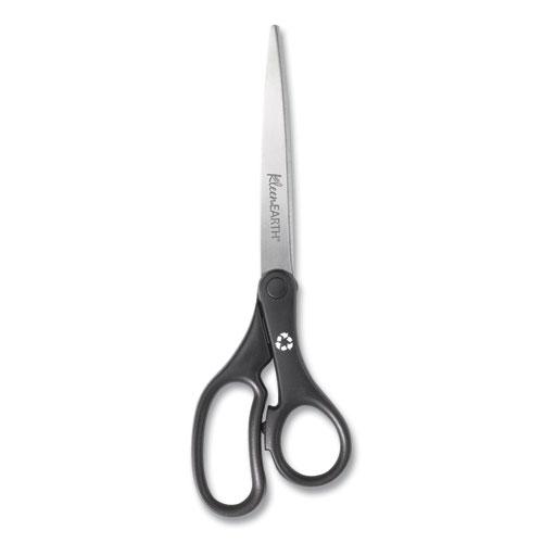 KleenEarth Basic Plastic Handle Scissors, 9" Long, 4.25" Cut Length, Black Straight Handle. Picture 2