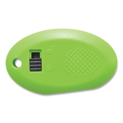 Compact Safety Ceramic Blade Box Cutter, Retractable Blade, 0.5" Blade, 2.5" Plastic Handle, Green. Picture 4