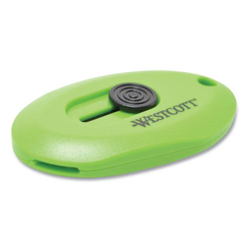 Compact Safety Ceramic Blade Box Cutter, Retractable Blade, 0.5" Blade, 2.5" Plastic Handle, Green. Picture 5
