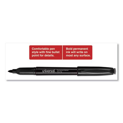 Pen-Style Permanent Marker, Fine Bullet Tip, Black, Dozen. Picture 3