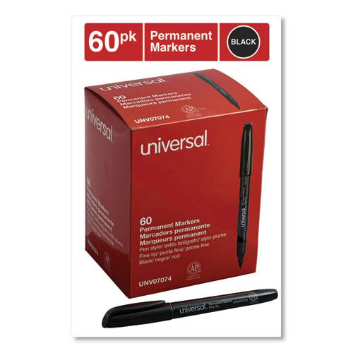 Pen-Style Permanent Marker Value Pack, Fine Bullet Tip, Black, 60/Pack. Picture 2