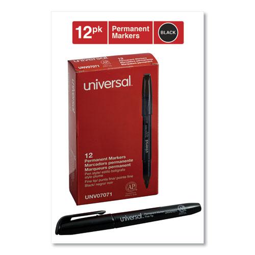 Pen-Style Permanent Marker, Fine Bullet Tip, Black, Dozen. Picture 2