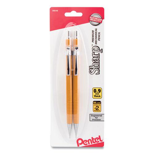 Sharp Mechanical Pencil, 0.9 mm, HB (#2), Black Lead, Yellow Barrel, 2/Pack. Picture 1