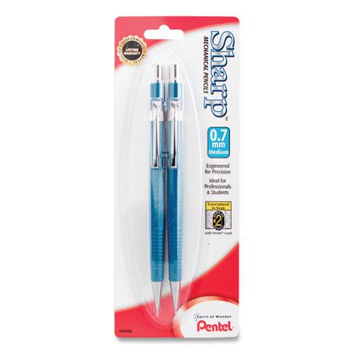 Sharp Mechanical Pencil, 0.7 mm, HB (#2), Black Lead, Blue Barrel, 2/Pack. Picture 1