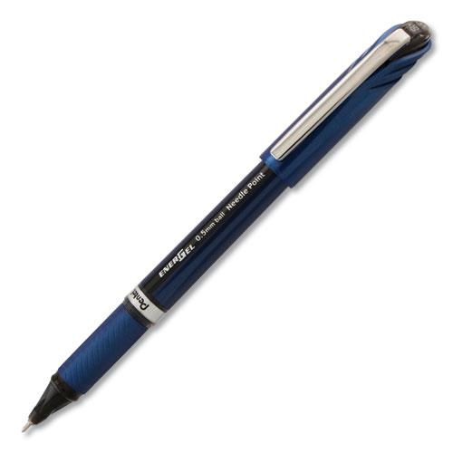 EnerGel NV Gel Pen, Stick, Fine 0.5 mm Needle Tip, Black Ink, Blue/Black Barrel, Dozen. Picture 1