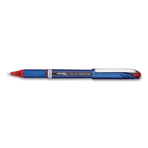 EnerGel NV Gel Pen, Stick, Fine 0.5 mm Needle Tip, Red Ink, Blue/Red Barrel, Dozen. Picture 2