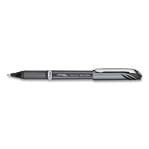 EnerGel NV Gel Pen, Stick, Bold 1 mm, Black Ink, Gray/Black Barrel, Dozen. Picture 1