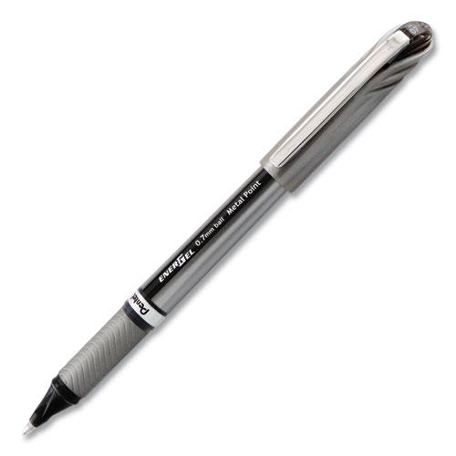 EnerGel NV Gel Pen, Stick, Medium 0.7 mm, Black Ink, Gray/Black Barrel, Dozen. Picture 1