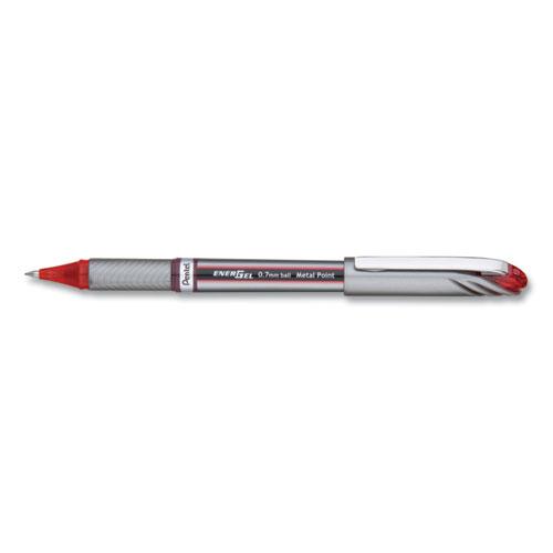 EnerGel NV Gel Pen, Stick, Medium 0.7 mm, Red Ink, Gray/Black/Red Barrel, Dozen. Picture 1