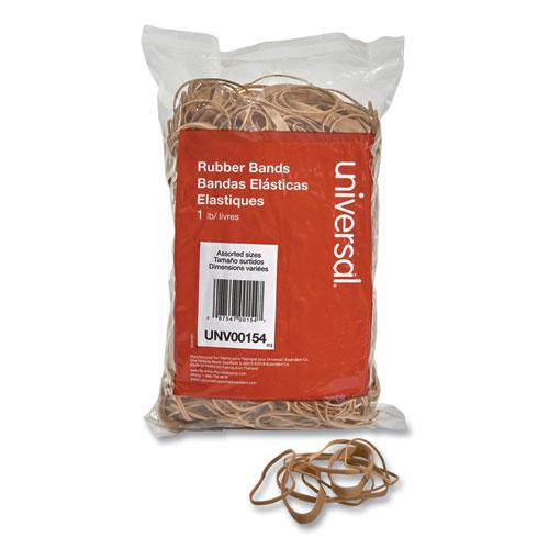 Rubber Bands, Size 54 (Assorted), Assorted Gauges, Beige, 1 lb Box. Picture 1