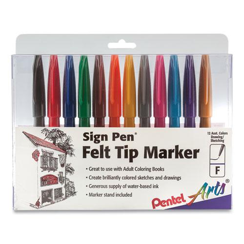 Sign Pen Fine Point Color Marker, Extra-Fine Bullet Tip, Assorted Colors, 12/Set. The main picture.