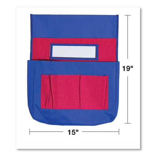 Chairback Buddy Pocket Chart, 7 Pockets, 15 x 19, Blue/Red. Picture 2