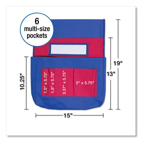 Chairback Buddy Pocket Chart, 7 Pockets, 15 x 19, Blue/Red. Picture 4
